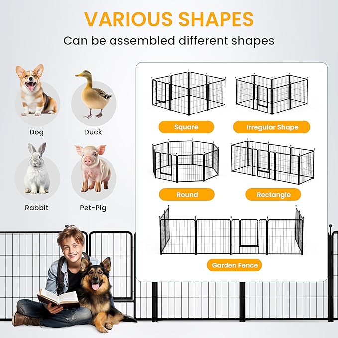 Dog Playpen 32 Inch 16 Panels, Ideal Dog Fence for Small/Medium Dogs Indoor & Outdoor Bliss, Perfect Dog Pen for Camping, Yard, RV, Garden Fence, Black