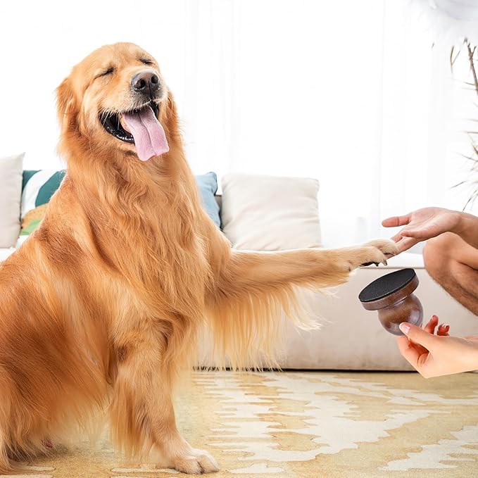 Dog Nail File Dog Scratch Board for Nails Wooden Handicraft Cat Dog Nail Scratch Pad with 4 Pcs Replaceable Sandpaper Dog Trainning Accessories Stress Free Nail Filing for Dogs(Coffee)