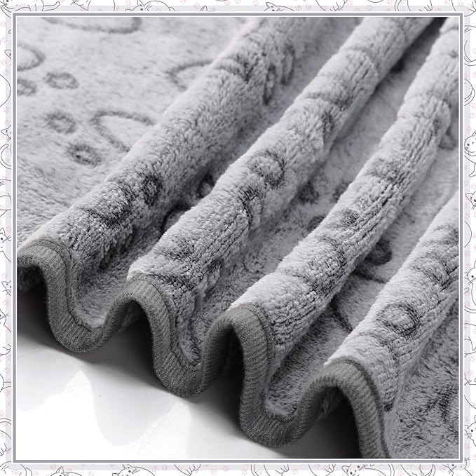 Tegeme 12 Pieces Pet Blanket Soft Fleece Dog Fluffy Doggie Warm Felt Throw Spring Cute Paw Print Puppy Kitten Sleep Mat Bed Covers for Cat(23 x 16 Inch,Gray)