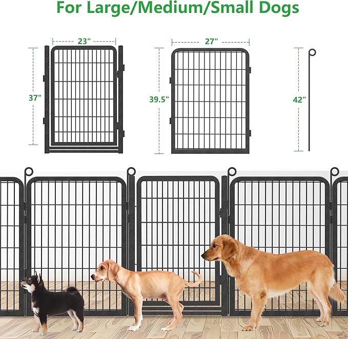 Dog Playpen Outdoor, 40" Height 24 Panels Pet Fence with Low Threshold Full Gate, Large Dog Fence Outdoor for Yard, Heavy Duty Pet Playpen Metal Play Pen Fence for RV Camping