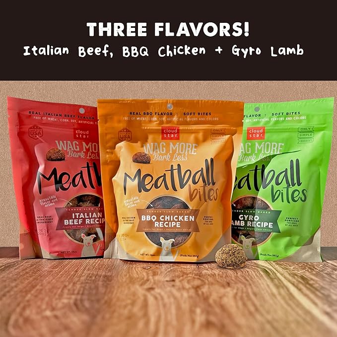 Cloud Star Wag More Bark Less Grain Free Meatball Bites, BBQ Chicken Recipe, 14 oz.