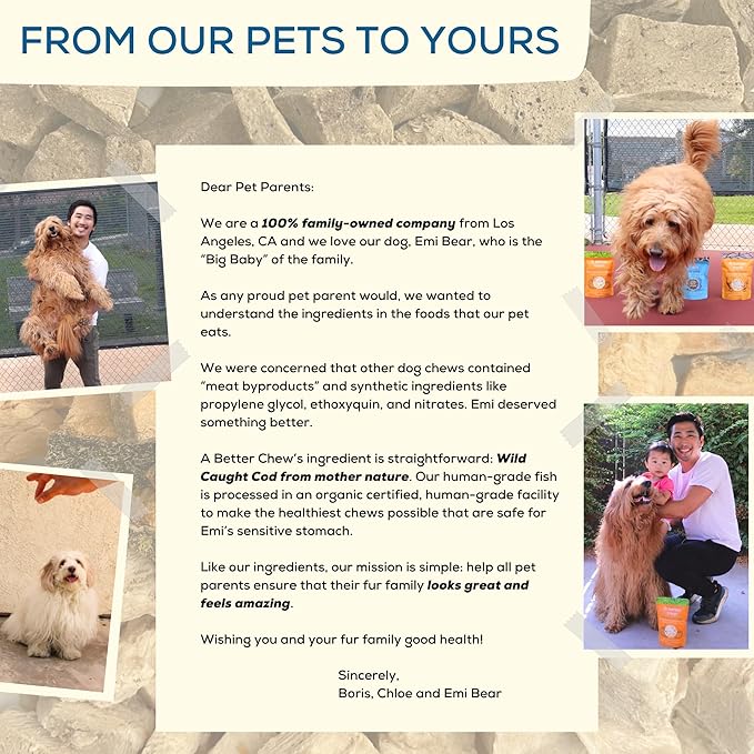 A Better CHEW Wild Caught Cod Skin Dog Treats | Sourced and Made in The USA, Single Ingredient, Dehydrated | Natural, Healthy Alternative to Rawhides + Bully Sticks, Long Lasting Chew