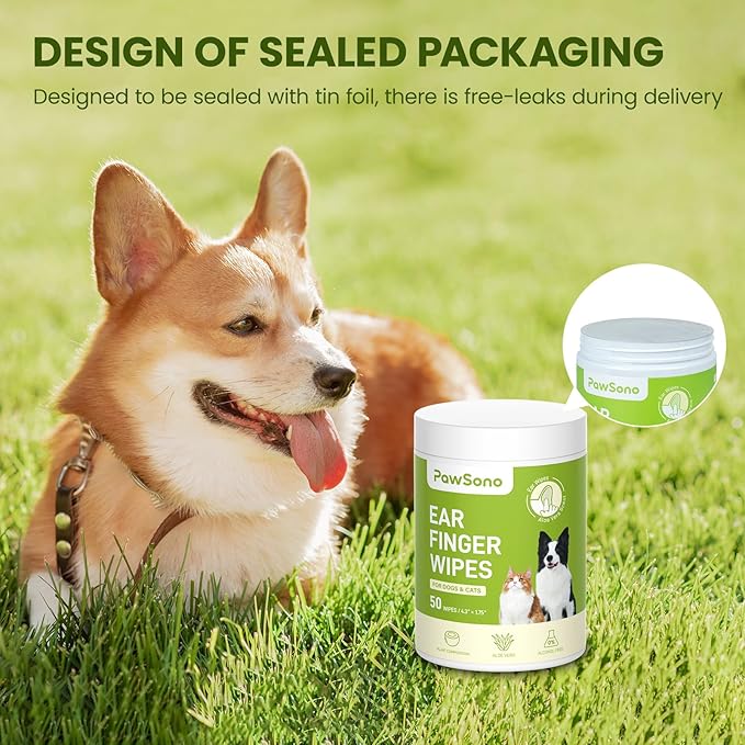 Pet Wipes for Dogs & Cats, Hypoallergenic Dog Eye Wipes Cleaner, Natural Cleaning Grooming Pet Wipes Gently Remove Stain (Ear Wipes 50 PCS, Aloe Scent)