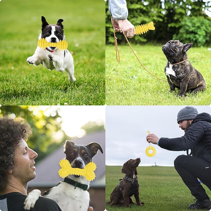 Puppy Toys, 6 Pack Dog Chew Toys for Puppy, Cute Yellow Small Dog Toys, Teething Toys for Puppies, Soft Durable Interactive Chew Toy for Small Dogs