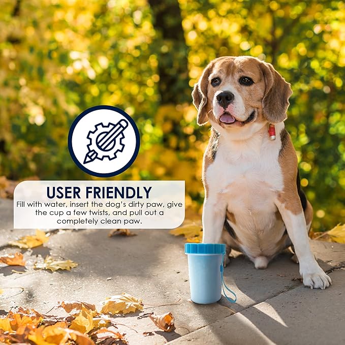 Dog Paw Cleaner l Keep Your Pet's Paws Clean and Fresh l Medium Size 9.5 x 9.5 x 11.5 cm l PP, Silicon and Polyester Materials l Easy and Effective Paw Cleaning Solution l Blue