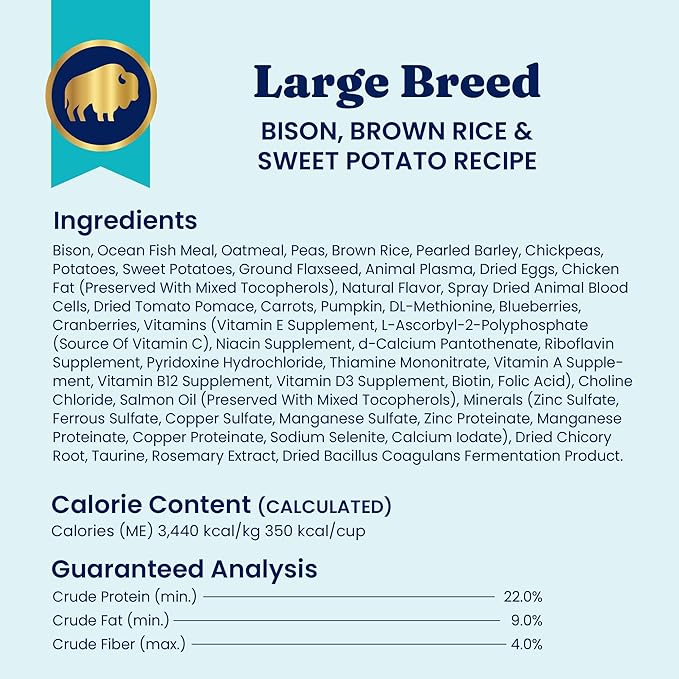 Solid Gold Bison Dry Dog Food for Large Dogs High Protein, Whole Grain Kibble with Real Bison, Brown Rice & Omega 3 Large Kibble w/Probiotics for Gut Health - Adult Dog Food - Nutrientboost¢â 11LB