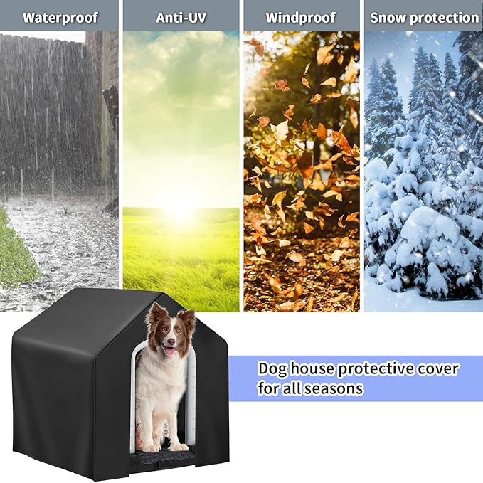 Dog House Cover, Dog Houses Cover for Large Dogs Outside,Covers for Winter Large Dog House Outdoor Weatherproof (27x29x28in)-Only Cover