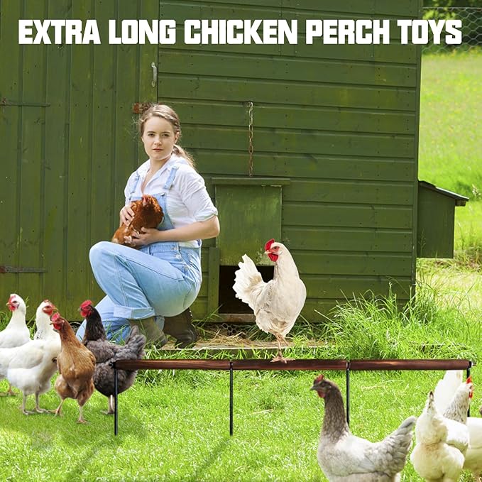 2 PCS Chicken Toys,Extra Long Chicken Perch Toys,Woodern Chickens Roosts and Perches Stand Training Perch for Poultry Rooster Chicks Large Bird Chicks Parrot, 44.88 Long (Antique Color)