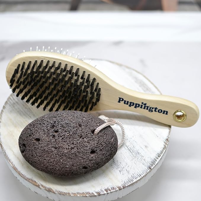 2-in-1 Dog Grooming Brush and Deshedding Stone Dog Hair Remover for Short Haired and Long Haired Dogs
