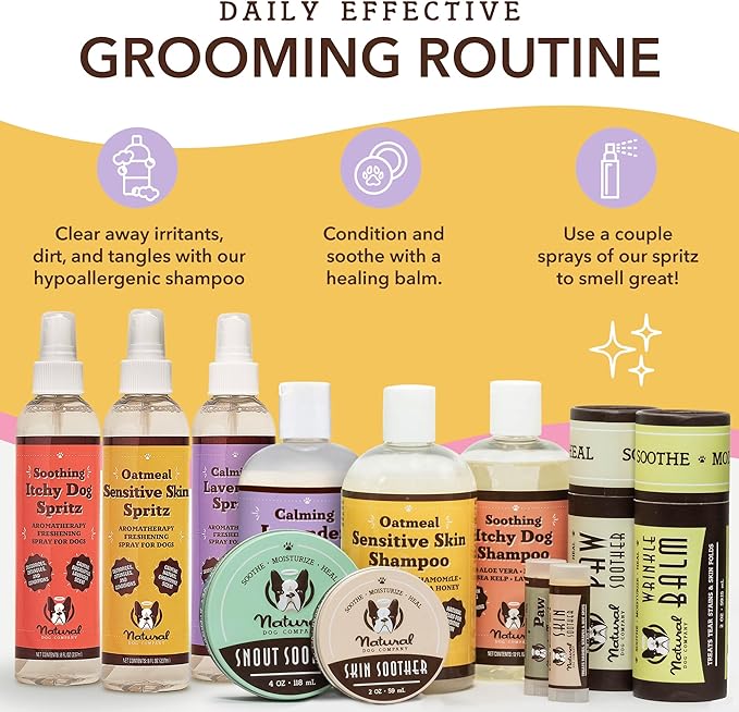 Natural Dog Company Oatmeal Shampoo for Dogs with Sensitive Skin, Ideal Anti Itch and Puppy Shampoo Oatmeal Itch Relief Dog Dandruff Shampoo, Aloe Itchy Skin Relief for Dogs 12 oz