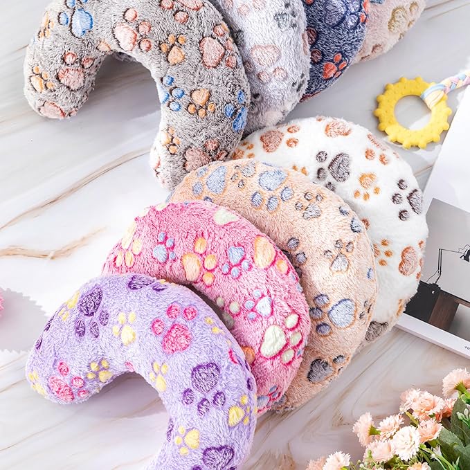 Suzile 8 Pcs Pillow for Cats Dog Neck Pillows Puppy Cat Bed Soft Pillow Fluffy Pet Calming Pillow Half Donut U Shaped Pet Neck Pillow Training Pillow Joint Relief Cervical Protection(Medium)
