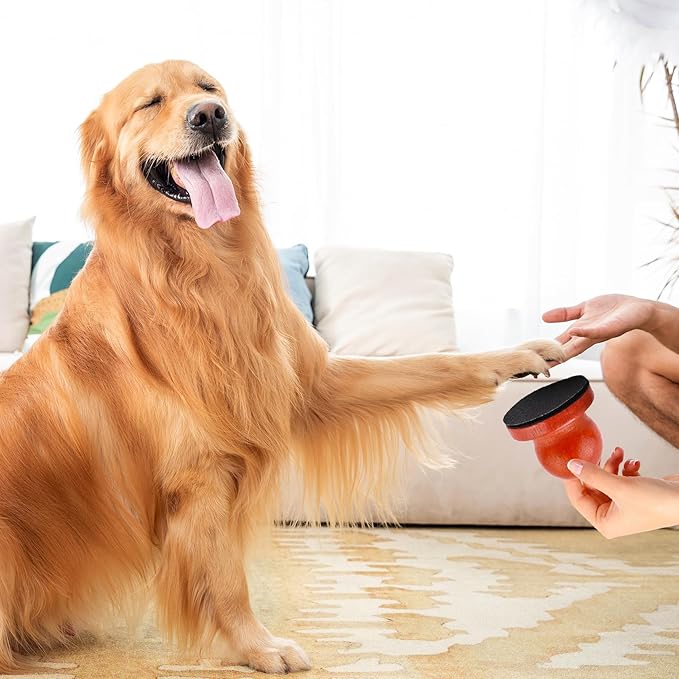 Dog Nail File Dog Scratch Board for Nails Wooden Handicraft Cat Dog Nail Scratch Pad with 4 Pcs Replaceable Sandpaper Dog Trainning Accessories Stress Free Nail Filing for Dogs(Caramel)