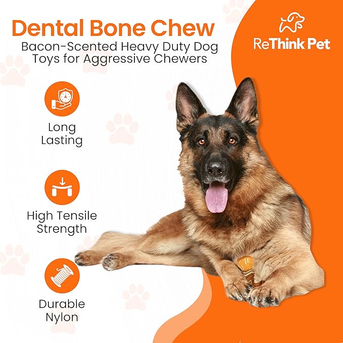 Dental Munch Boomerang Pet Toy, Bacon Scented Nylon Dog Bones, Savor Stimulating Dog Chew Toys, Long-Lasting and Durable Dog Toys for Boredom