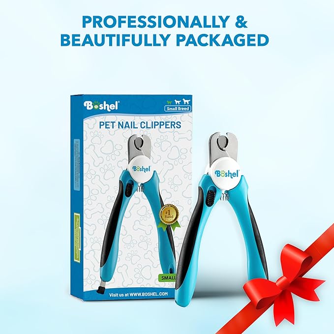 Boshel Small Dog Nail Clipper - Dog Nail Trimmer with Safety Guard, Dog Nail Clippers for Small Dogs & Cat, Razor-Sharp Dog Nail Trimmers, Puppy Toenail Cutter, Pet Nail Clippers for Dogs + Nail File