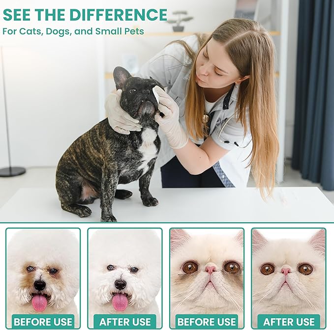 Dog Eye Wipes – 120 Pcs Soft Eye Wipes for Dogs and Cats – Natural Extracts Eye Care Balm for Pets – Easy to Use Dog Eye Wipes Tear Stain Remover for Sensitive Eyes – Hydrating Formula