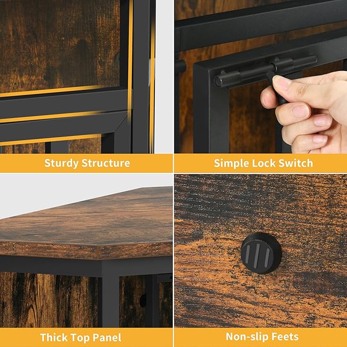 YITAHOME 52 Inch Corner Dog Crate Furniture, Heavy Duty Dog Kennel Indoor Furniture End Table Side Table Dog Crate, Modern Indoor Pet Crate Wooden Dog Crate for Large Dogs, Rustic Brown