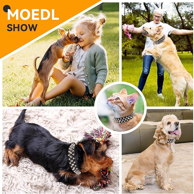 PETCARE Spiked Dog Collar Black Soft Pu Leather Funny Mushrooms Rivet Spike Studded Puppy Collar Adjustable Outdoor Pet Dog Collar for Small Medium Large Dogs Cats Chihuahua Pug Pit Bull Dog Collars