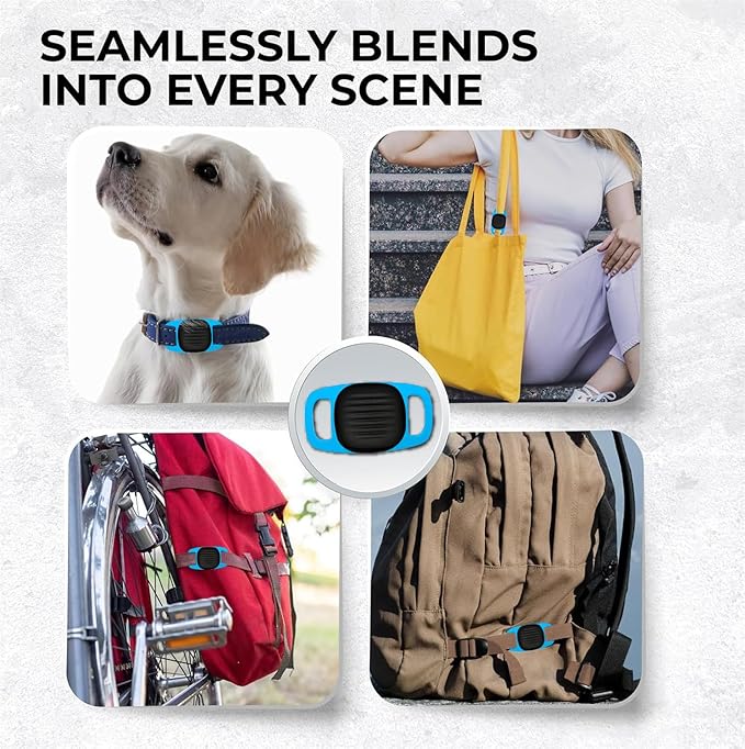 Dog Tracker Smart Pet Location Tracker with Collar Holder, Personalized Smart Item Finder, MFi Certificated Dog Tracking Device, No Monthly Fee, Works with Apple Find My, Not GPS(iOS Only) Light Blue