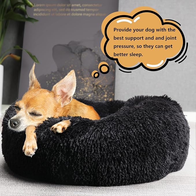 nononfish Puppy Beds for Small Dogs Washable 19 Black Calming and Anxiety Pet Beds Fluffy and Plush Durable Small Dog Bed