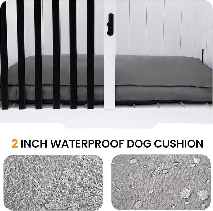 Wooden Dog Crate Furniture,Foldable and Portable Dog Kennel Furniture Indoor,Decorative Dog Crate End Table No Assembly.(Large,White)