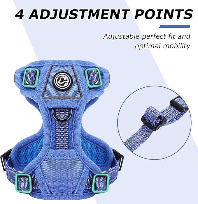 Dog Harness Small Sized Dog, No Pull Pet Harness with 2 Leash Clips, Adjustable Soft Padded Dog Vest Harnesses, Reflective No-Choke Pet Oxford Vest