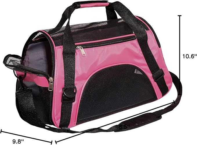 Pet Carrier Soft-Sided Carriers for Cat Carriers Dog Carrier for Small Medium Cats Dogs Puppies Pet Carrier Airline Approved up to 15 Lbs Cat Dog Pet Travel Carrier (Medium,Pink)