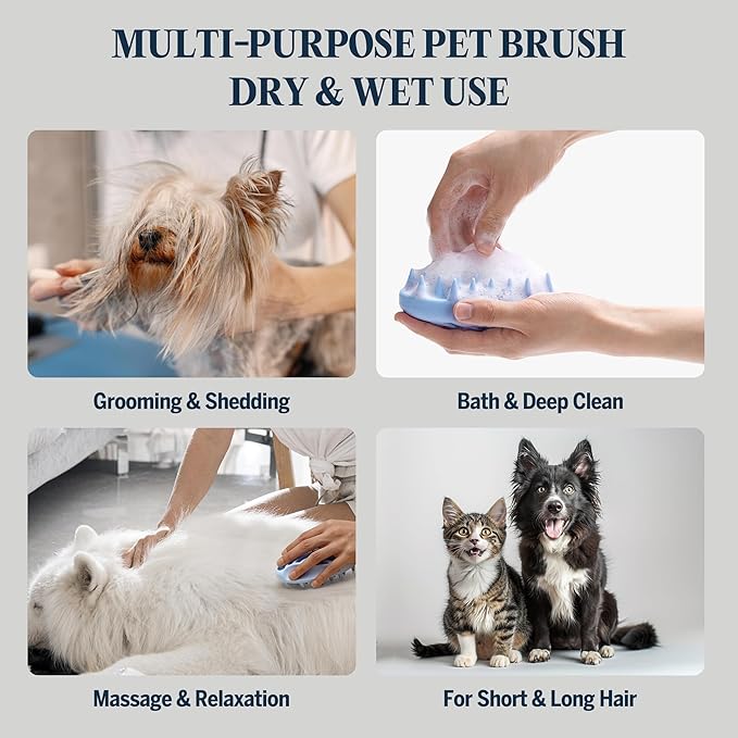 FLYDOG Dog Cat Shampoo with Brush: Natural Herbal Hypoallergenic Pet Shampoo, Deshedding Dandruff Control Deodorizing Moisturizing for Dry Flaky Smelly Skin, Perfect for Puppies Kittens