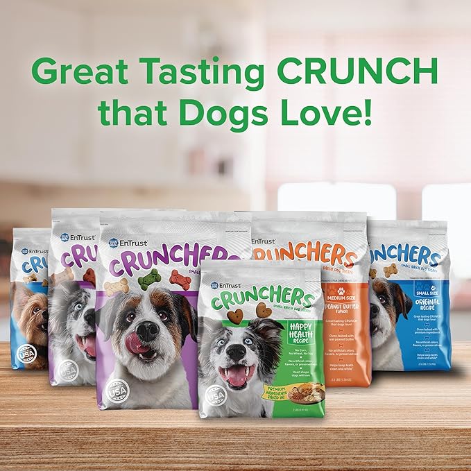 Blue Seal Kent Entrust Crunchers - Small Dog Treats, Happy Health Recipe - Crunchy Oven Baked Biscuits with Premium Ingredients, Nutritious Snack, Ideal for Training - Made in USA, 2-Pound Bag