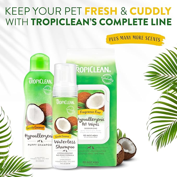 TropiClean Hypoallergenic Dog Wipes for Paws and Butt | Fragrance Free Dog Grooming Wipes | Safe for The Face | Puppy & Cat Friendly | 400 Count
