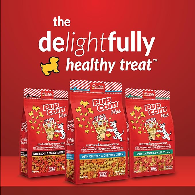 Pup Corn Plus - Puffed Dog Treats with Prebiotics and Probiotics - Holiday Cheer Flavored (24oz) - Made in USA