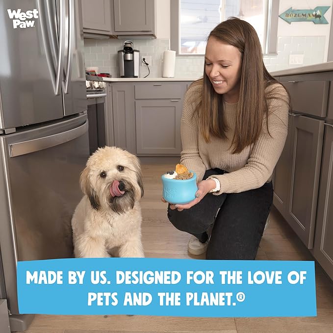 WEST PAW Zogoflex Limited Edition Toppl Treat Dispensing Dog Toy Puzzle Interactive Chew Toys for Dogs Dog Toy for Moderate Chewers, Fetch, Catch Holds Kibble, Treats, X-Large 4.75", Periwinkle