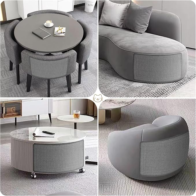 Gray Cat Scratching Mat Sisal, 2 Packs Sisal Fabric Large Cat Scratching Pad for Indoor Cats with Adhesive Hook Loop Tape, Wall Scratchers for Indoor Cats 23.6" x 15.7"