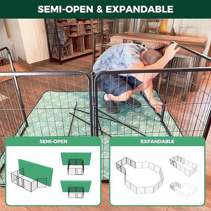 FXW Homeplus Dog Playpen for Indoor Use - Stress-Free and Safe Play, Heavy Duty 32 Inch 12 Panels Dog Pen for Small and Medium Dogs, Black_atented