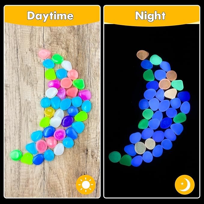 Glow in The Dark Fish Tank Rocks,Glowing Rocks Stones Resin Glow in Dark Pebbles for Outdoor Garden, Fish Tank, Aquarium, Landscaping,Driveway Decoration,Multi 11 oz