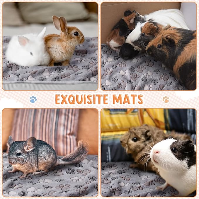 Tatuo 4 Pcs Dog Blanket Pet Puppy Blanket Puppy Teething Toys Paw Print Fleece Blanket for Pet Cat Soft Warm Sleep Mat Guinea Pig Cage Blanket(X-Large(41 x 30 Inch),Gray)