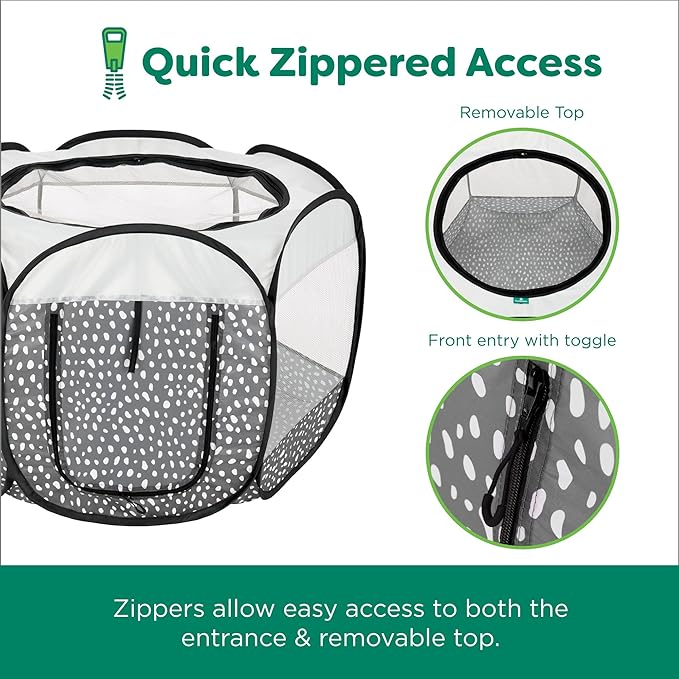 Furhaven Portable Dog Playpen Cat Tent, Pet Playground/Kennel Foldable Indoor Outdoor Zippered Puppy Crate - Gray Pebbles, Large