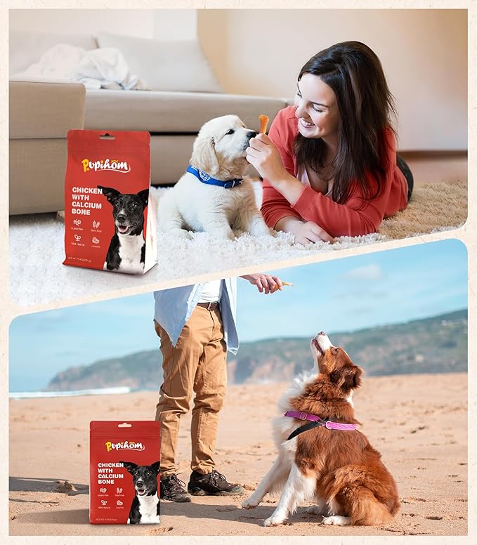 16OZ Dog Chewy Treats, Chicken Calcium Bone Dog Treats, Teeth Clean Training Chewy Snacks Dog Treats for Small Medium Large Dogs