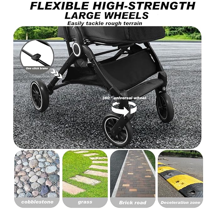 3 in 1 Folding Pet Stroller, Detachable Folding Medium and Small Pet Dog Cat Strollers with Storage Bins and Cup Holders Carbon Steel Frame 4-Wheel Pet Travel Stroller (Black)