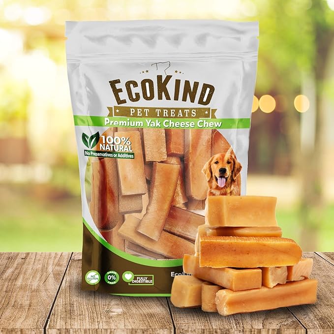 EcoKind Premium Gold Yak Cheese Himalayan Dog Chews, Healthy Dog Treats, Yak Chews for Small Dogs, All Natural, Long Lasting Dog Chew for Aggressive Chewers, High Protein Puppy Treat, Small - 4 Chews