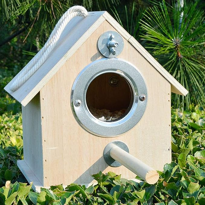 Hamiledyi Bird Nesting Box, Parakeet Breeding Box Wood Parrot Nesting House Cockatiel Mating Aviary Cage Box for Parakeet Budgie Conure Lovebirds