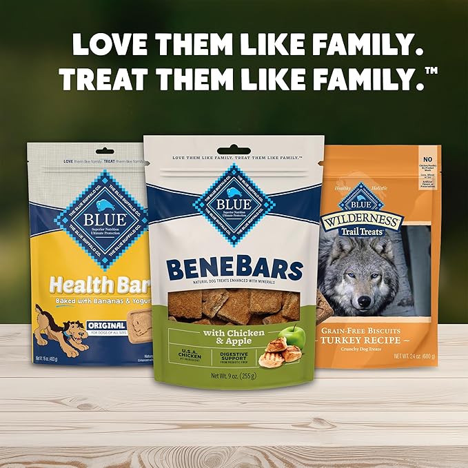 Blue Buffalo BeneBars Digestive Support Dog Treats with Prebiotic Fiber, Made with Natural Ingredients, USA Chicken & Apple, 9-oz Bag