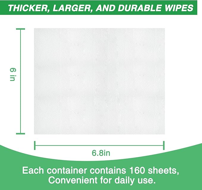 Flea and Tick Wipes for Dogs & Cats, Dog Flea and TIick Treatment Prevention Wipes, All Natural Grooming Wipes for Cleaning, Help with Ticks, Fleas, Eggs & Larvea, 160 Count