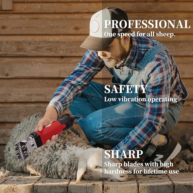 DUCKBOY Electric Sheep Clippers Heavy Duty, Professional 500W Shearing Machine for Sheep, Goats, Cattle Farm Livestock Pet, Large Thick Hair Dogs Grooming Trimmer