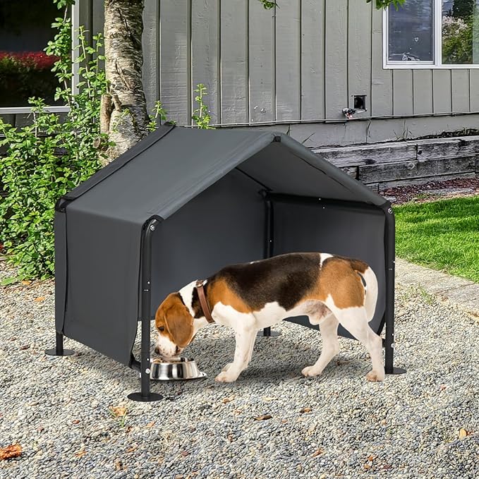 Dog Shades for Outside - Outdoor Dog Kennel for Small Dogs, 29.53_25.59_25.59 Outdoor Sun Rain Canopy Pet House, Waterproof Pet Canopy Shelter for Small Animals with Ground Nails