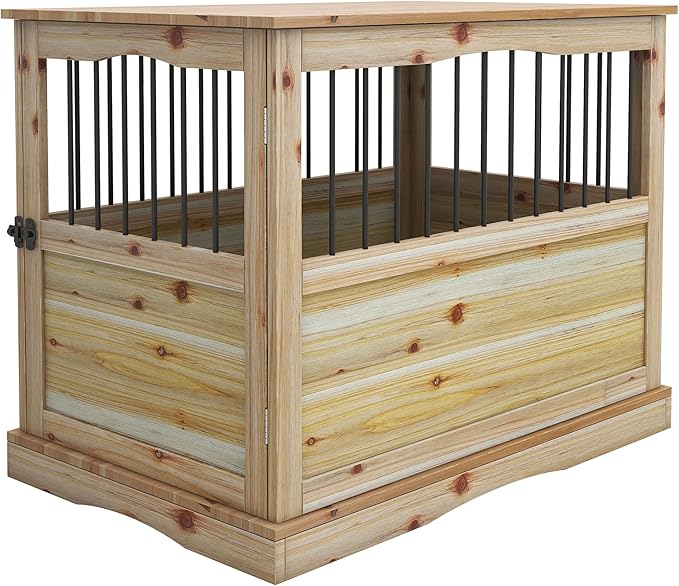 TAOHFE Solid Wood Dog Crates for Medium Dogs, Multifunctional Dog Kennel Furniture, Sufficient Space for Pets Dog Kennel Indoor, Medium Dog Crate Furniture with Reliable Metal Lock