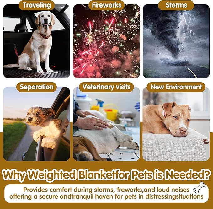 BALAPET Fluffy Weighted Blanket for Dogs, 7 Layers Soft Faux Fur Blanket for Pets Separation Anxiety,Relaxation and Calming,Perfect for Thunderstorm Firework Car Travel and Camping,Machine Washable(L)