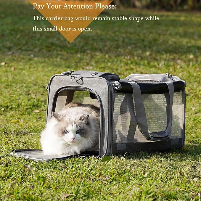 HSC PET Carrier for Large Cats, Soft-Sided Pets Carrier for Rabbit Puppy Small Animals up to 20lbs, Washable Dog Bag Mats Privacy Protection for Home Outdoor Travel