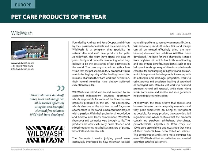 PRO Dog & Cat Shampoo for Sensitive Coats and Puppies - with Aloe Vera and Evening Primerose Oil - Made in UK Natural Pet Care by Andrew Cooper - 300 ml (Dilutes to 10 litres)