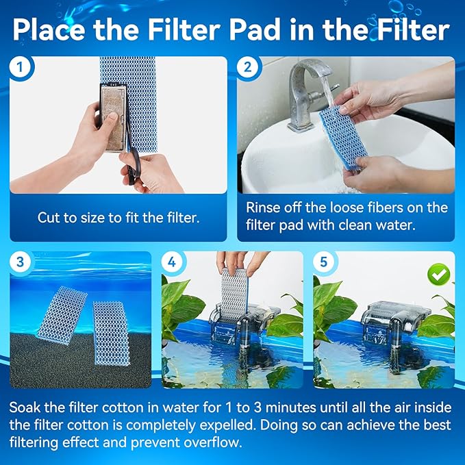 Aquarium Filter Media Sponge Pad, Multi-Layer Foam Filter Floss for Fish Tank Filters Accessories (47.24"x15.75"x0.6")