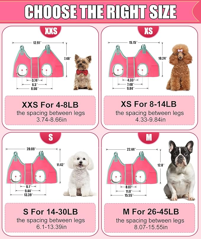 2024 New Grooming Hammock, Hanging Harness Holder for Dog Nail Clipping/Trimming, Sling With Thick Fabric Neck Support & Strap Restraint Claw Care (X-Small 8-14 LB/Pink)